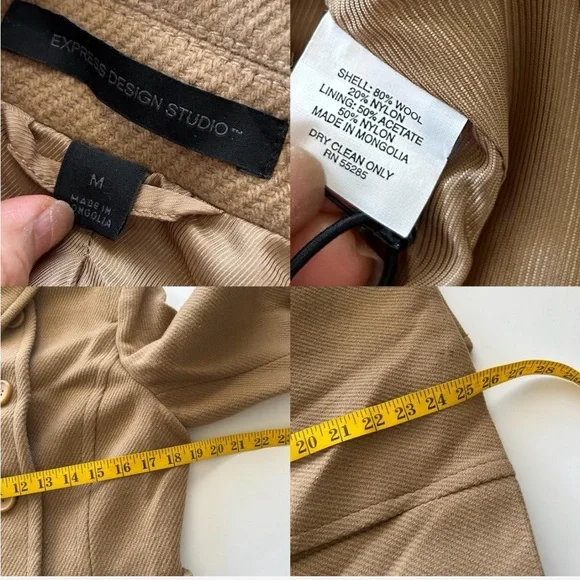 Express Design Studio Wool Blend double-breasted Peacoat Medium - Picture 7 of 8